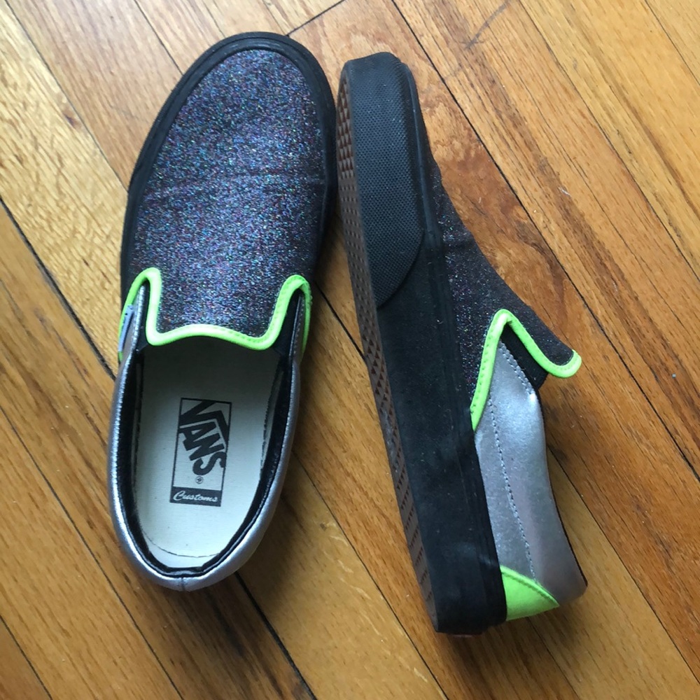 Vans slip on sneakers neon and glitter!